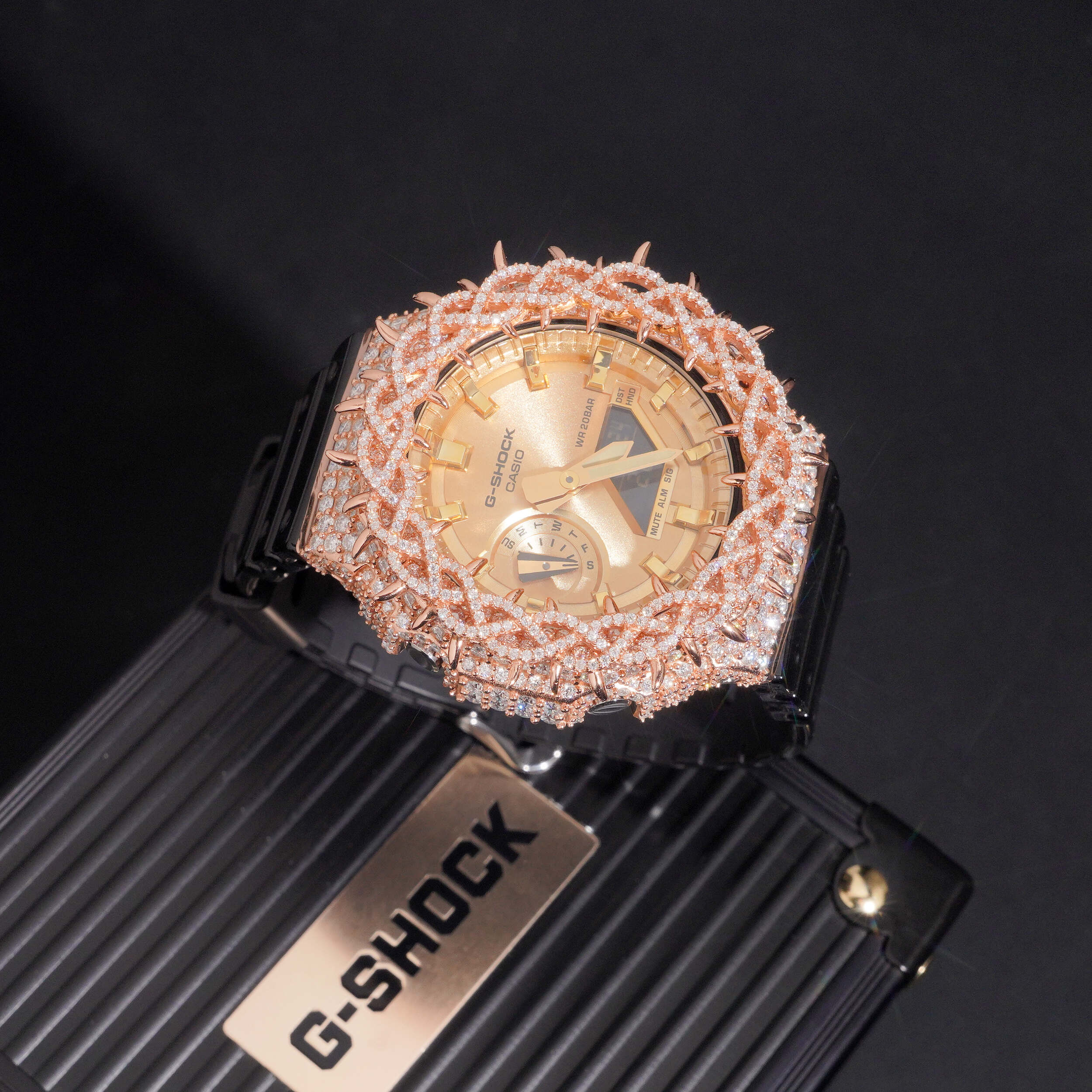Rose Gold Moissanite Diamond G Shock Watch GA2100