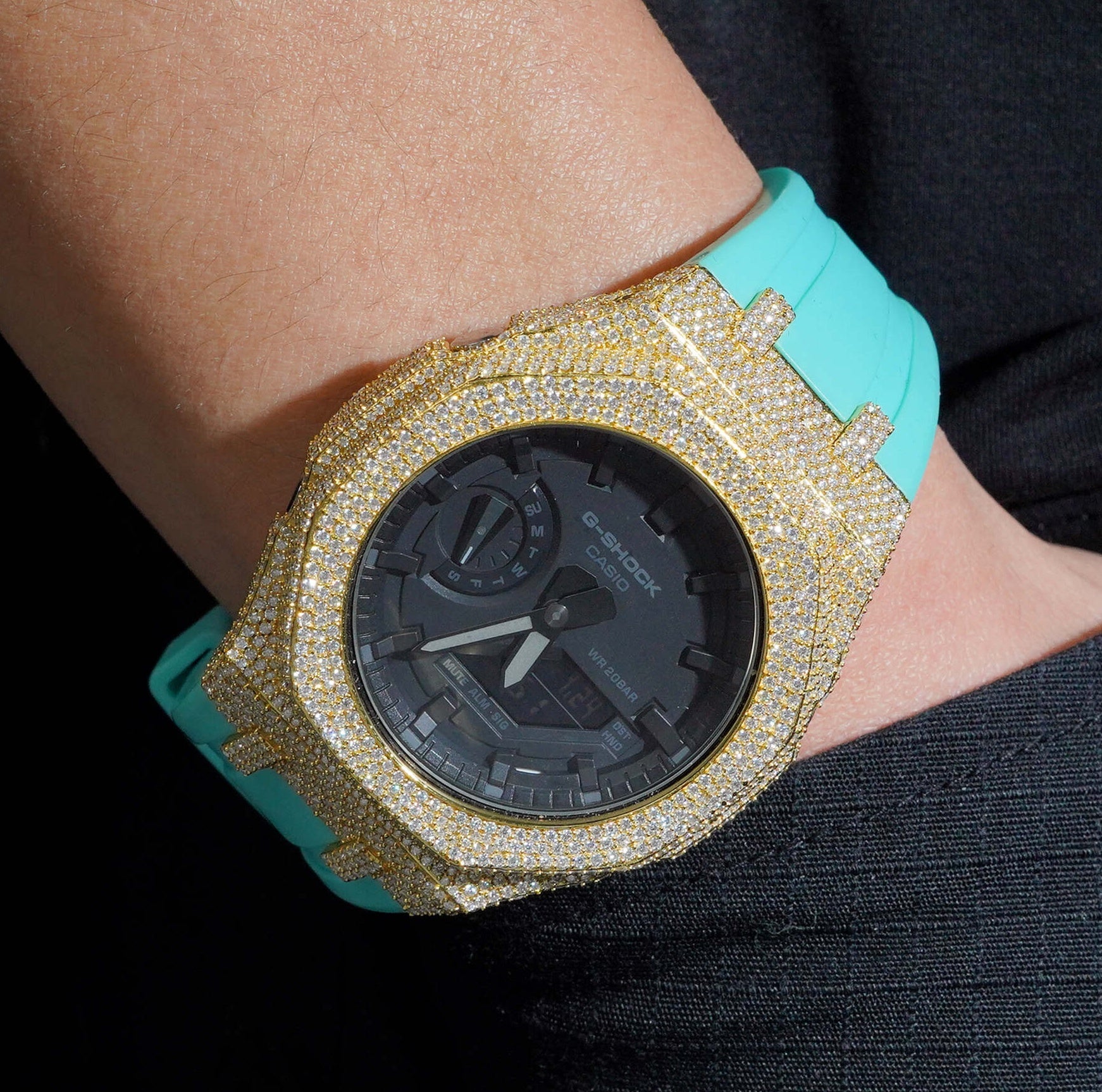 Icedout Casio G Shock GA2100  with VVS Moissanite Diamond Bezel