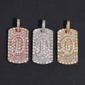Baguette Deisgn Initial Dogtag Pendant VVS Moissanite Diamond