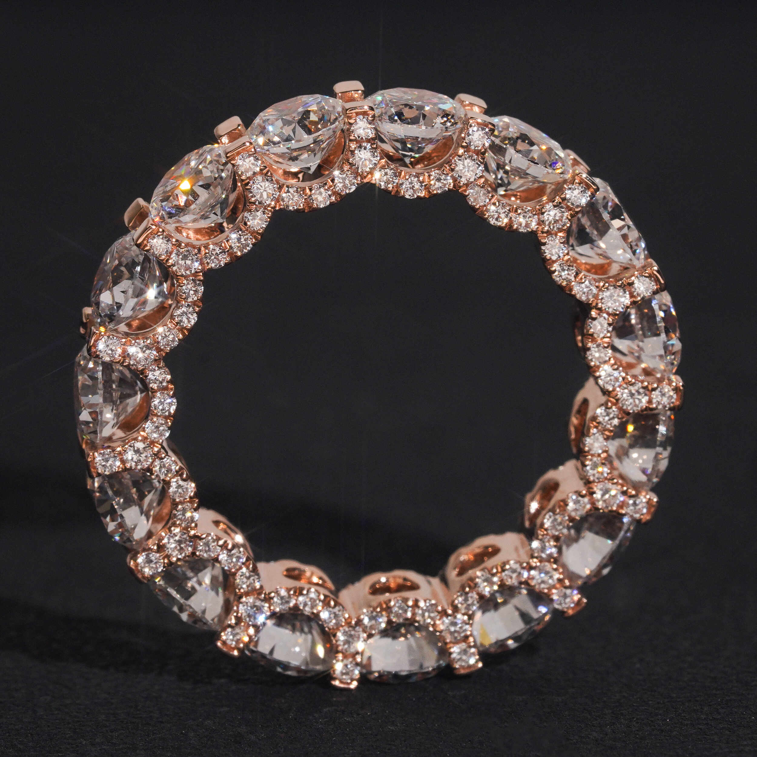 10K Rose Gold CVD Lab Grown Diamonds 50 Pointer Eternity Ring Side Iced