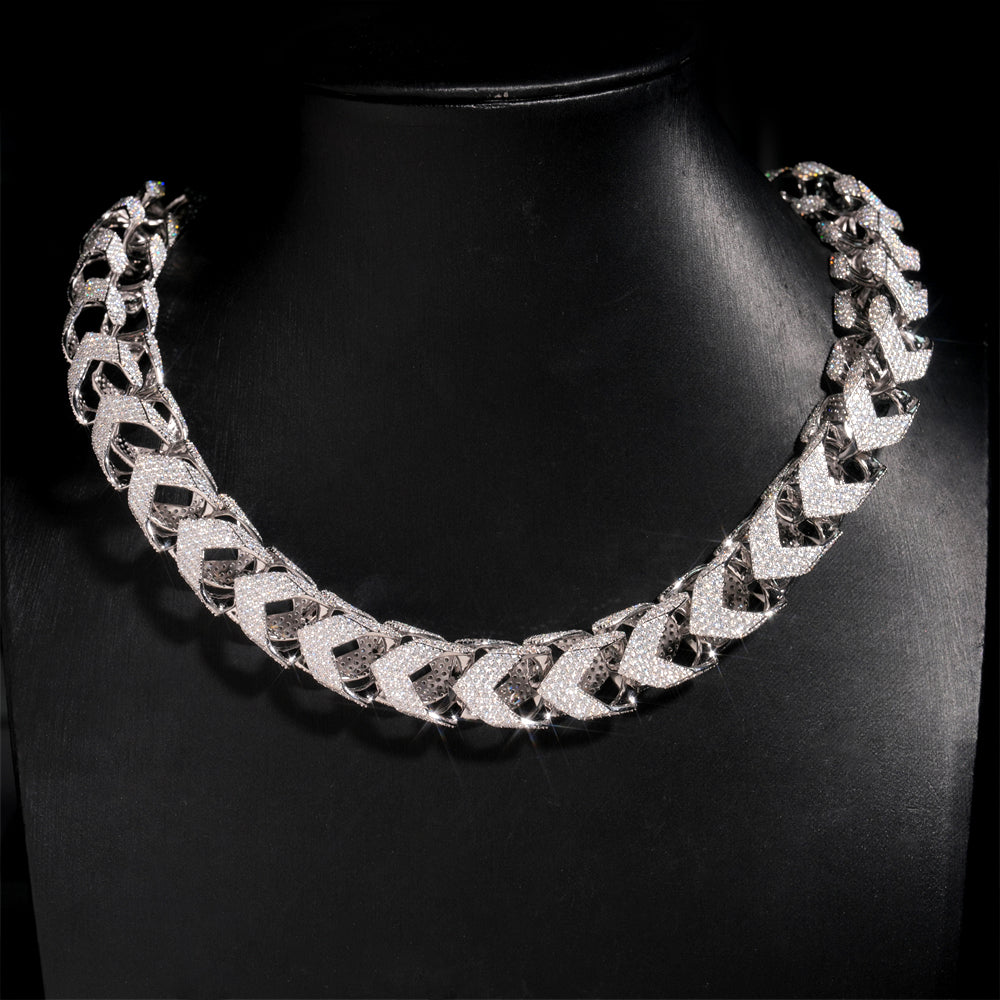 15MM Width Fully Iced Franco Chain Necklace Moissanite Chain