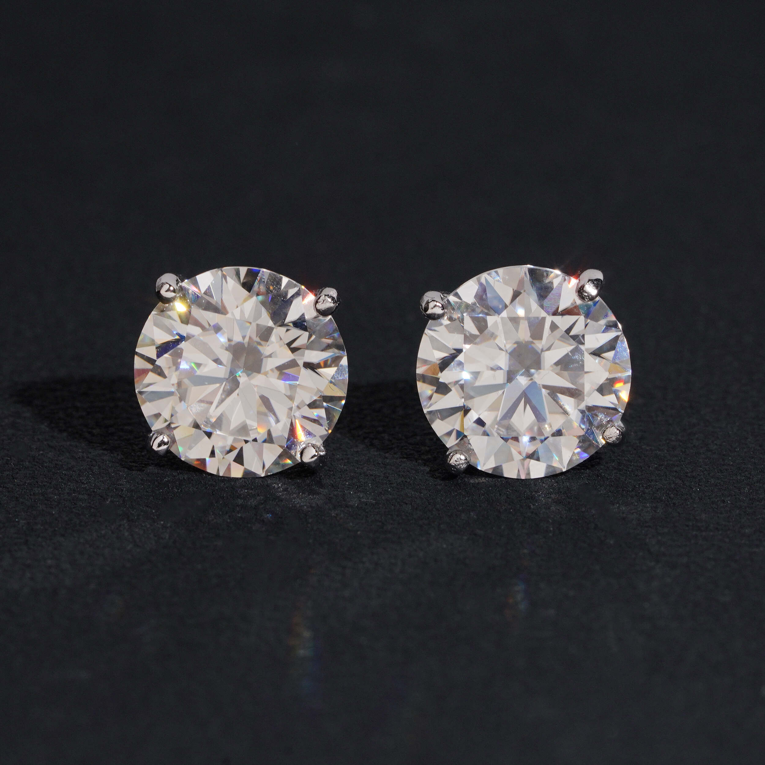 Three Prong Martini Setting Moissanite Diamond Stud Earrings