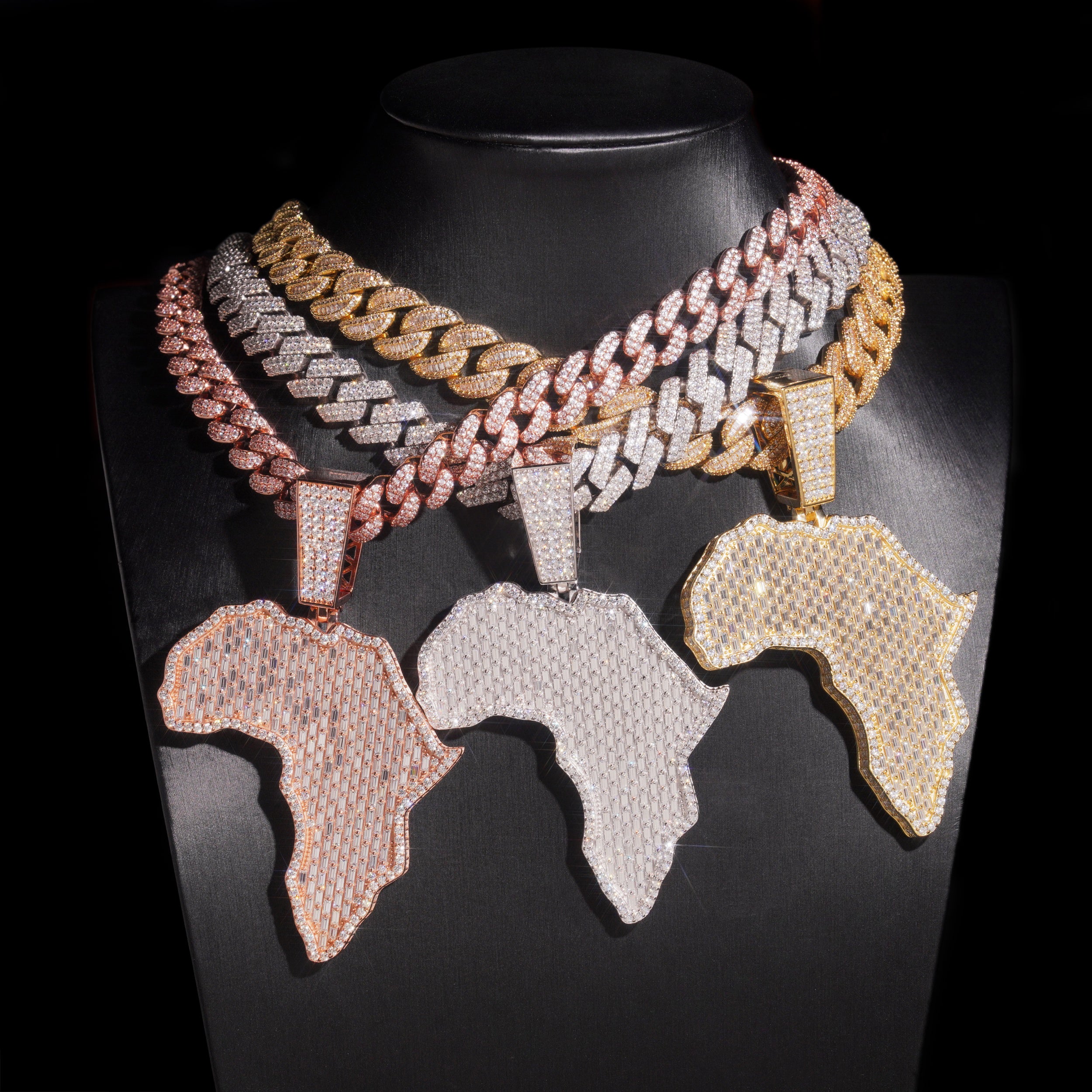 Large Size VVS Moissanite Diamond Africa Map Pendant