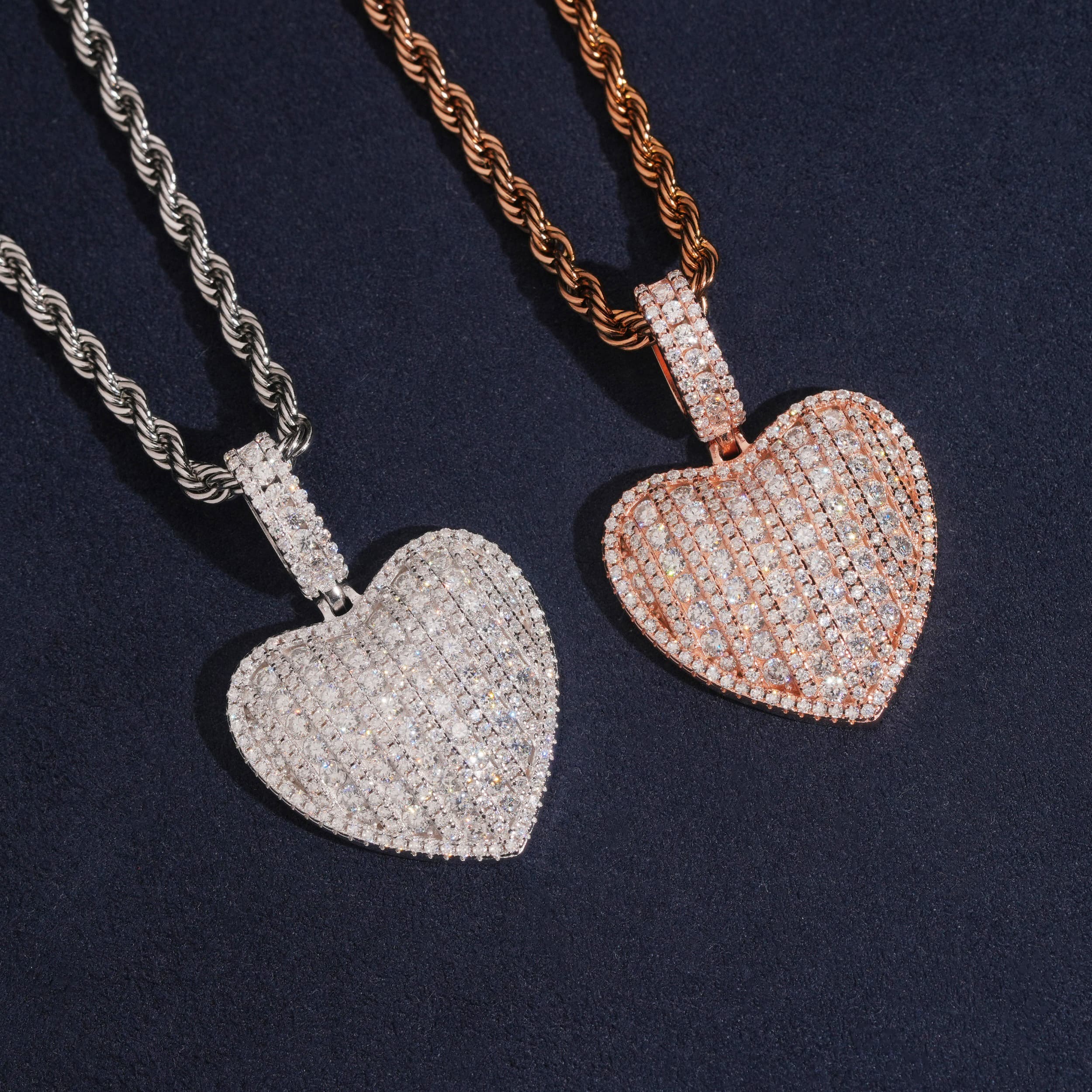 Iced Out Unisex Heart Pendant VVS Moissanite Silver 925