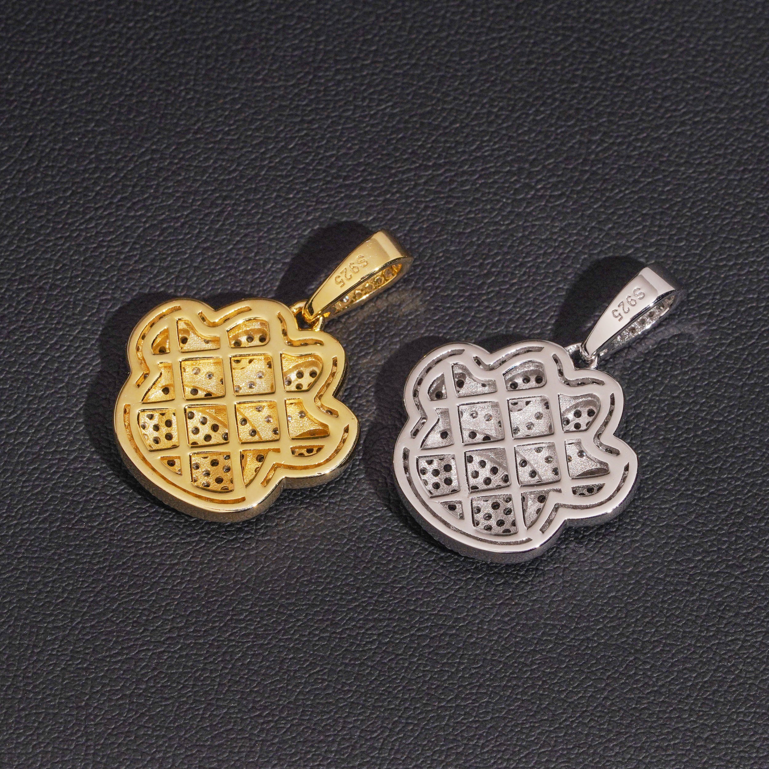 White Mix Black Moissanite Diamond Mini Size Dog Paw Pendant