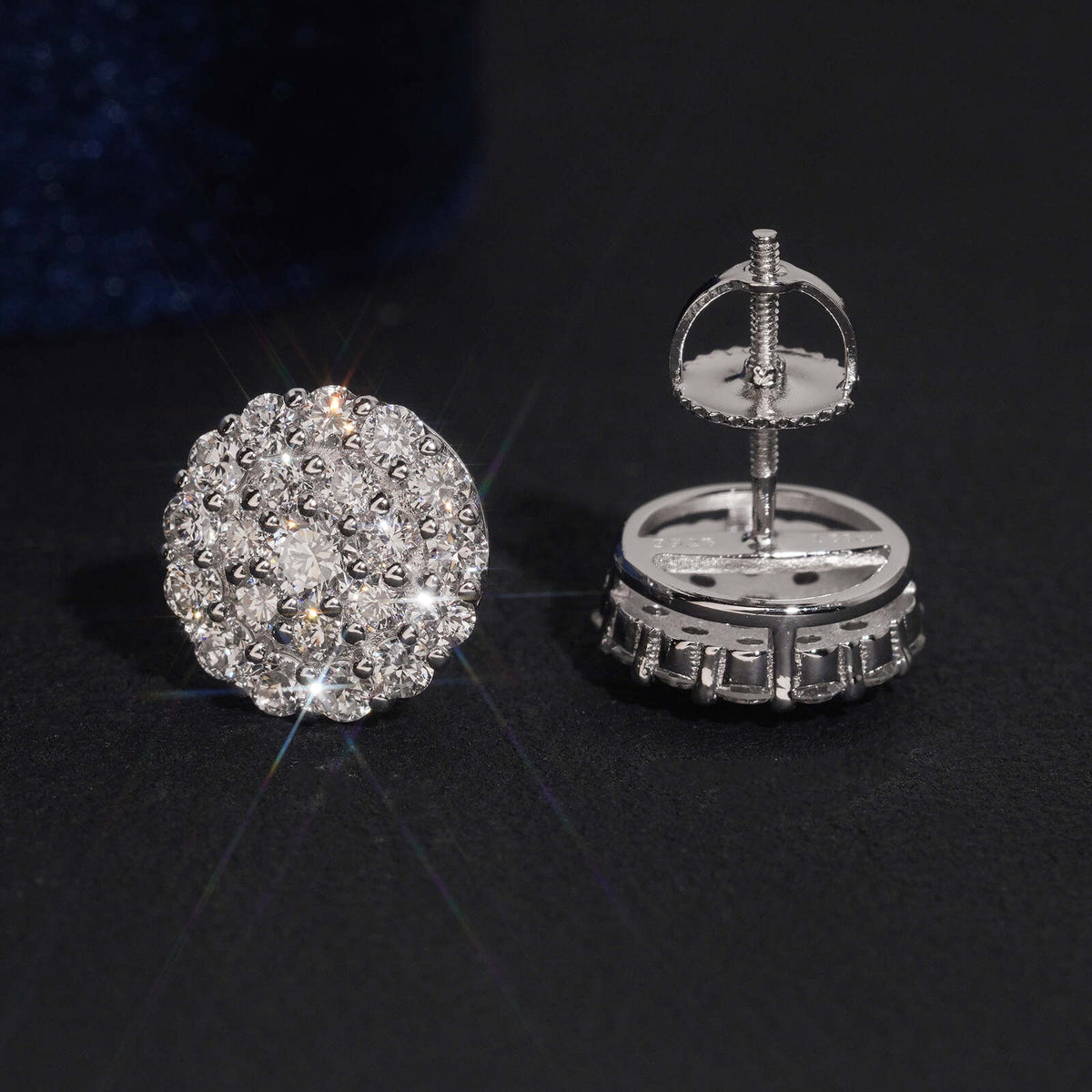 925 Silver VVS Lab Grown Diamond Men Stud Earrings