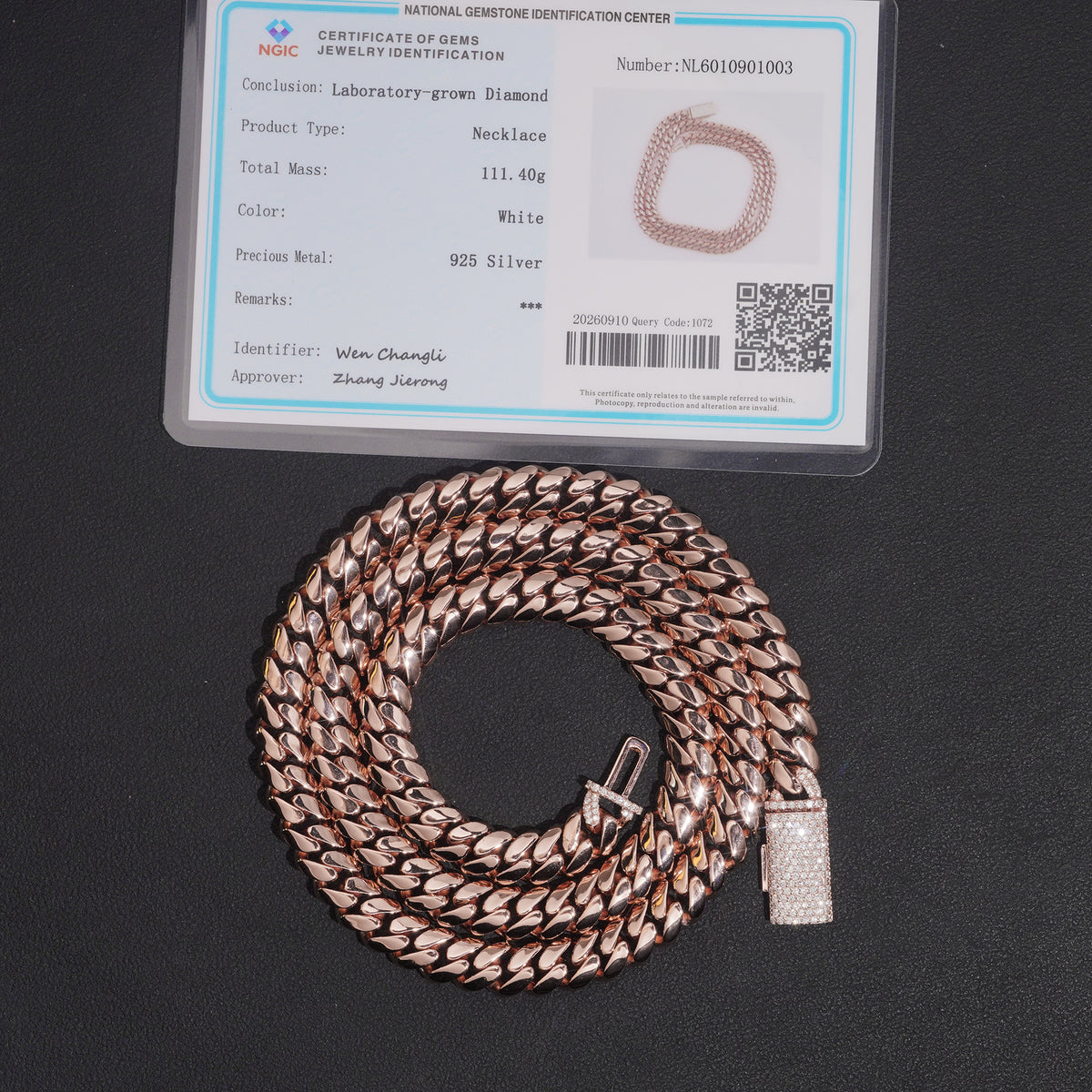 925 Sterling Silver VVS Lab Diamond Clasp 8MM Cuban Necklace