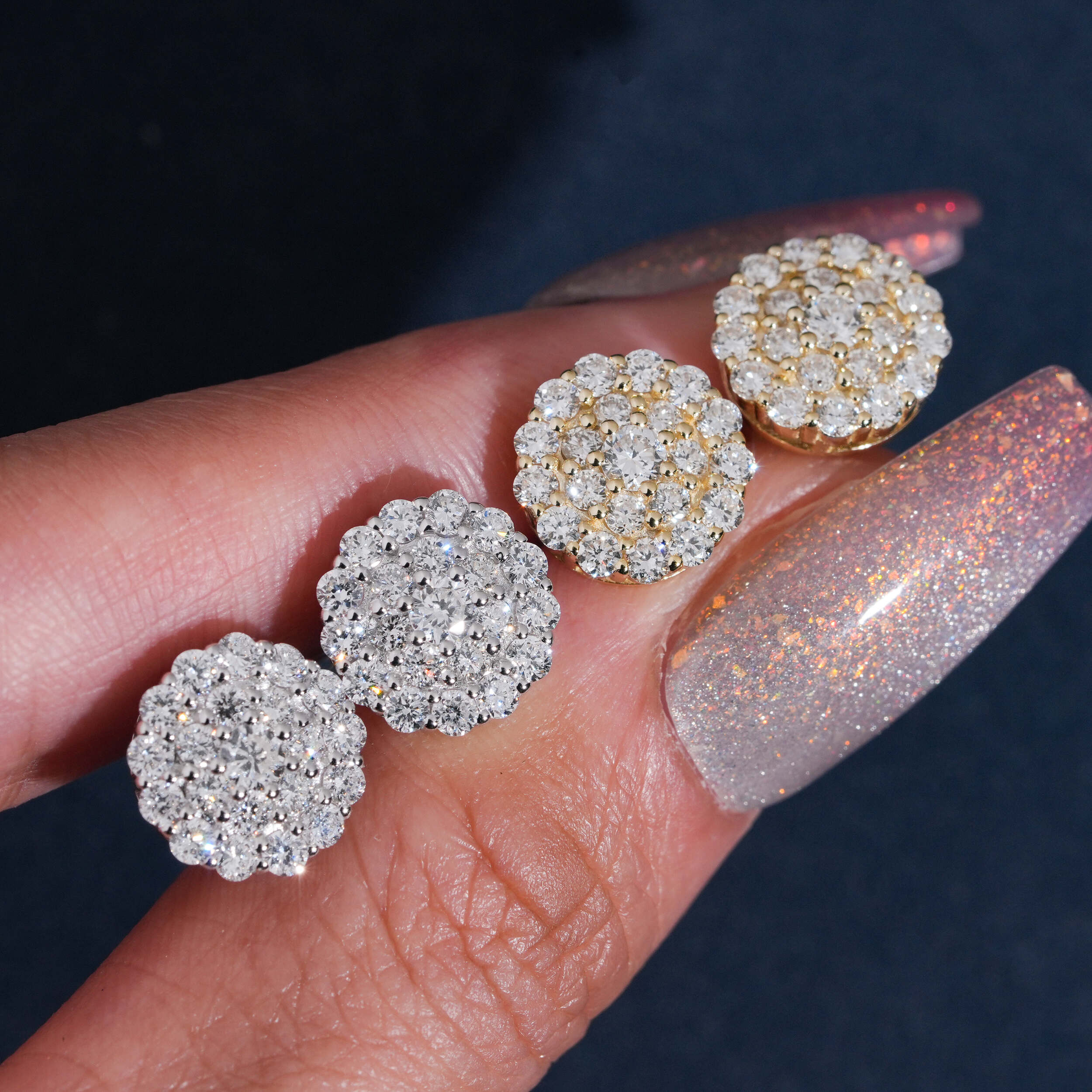 Iced Out VVS Lab Grown Diamond Men Stud Earrings 925 Silver
