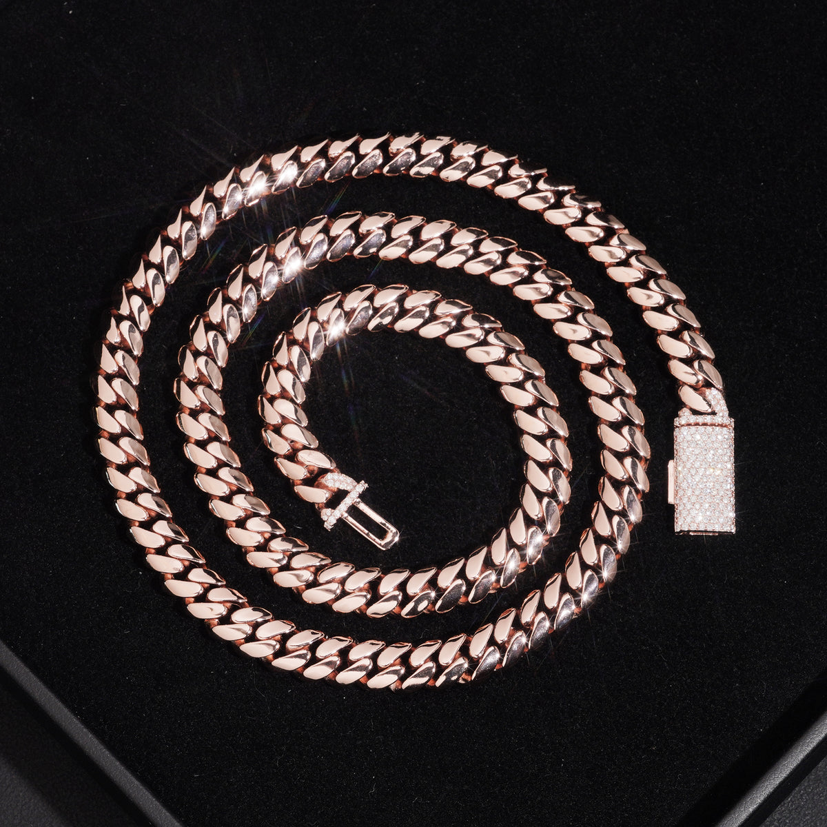 925 Sterling Silver VVS Lab Diamond Clasp 8MM Cuban Necklace