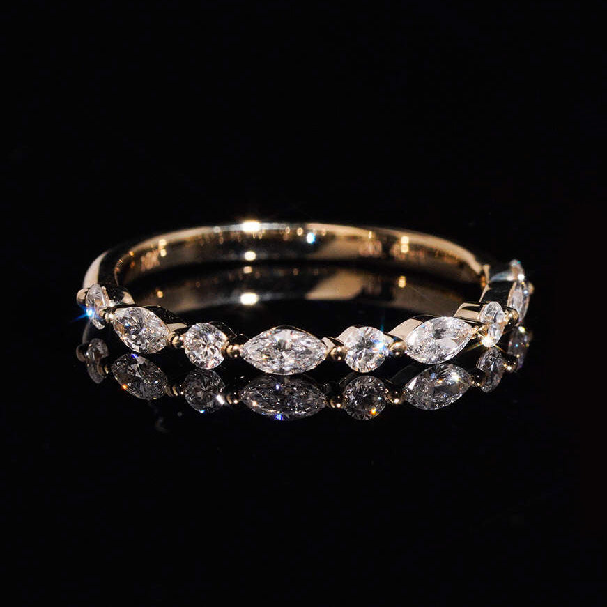 10K Yellow Gold Lab Grown Diamond Ring Band Women Jewelry