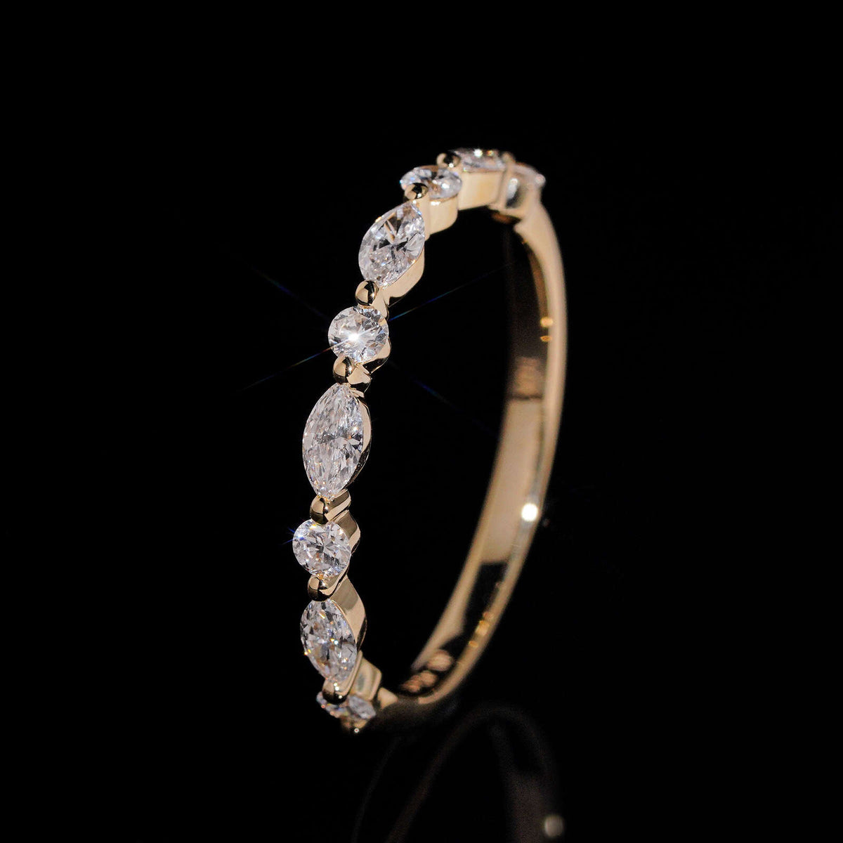 10K Yellow Gold Lab Grown Diamond Ring Band Women Jewelry