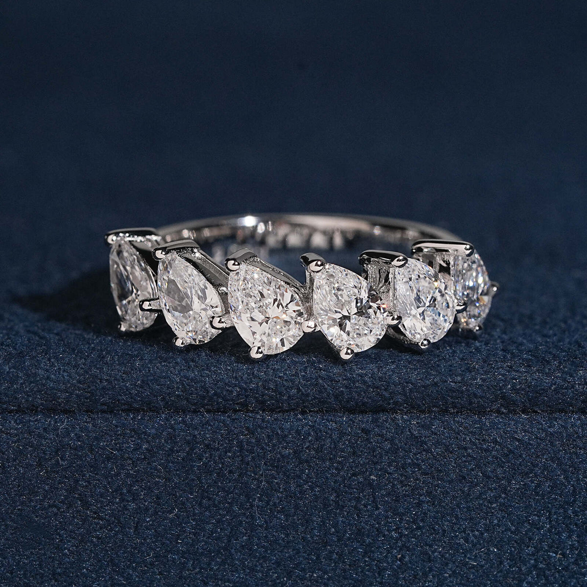 3CT Pear Cut VVS Lab Grown Diamond Eternity Ring Band