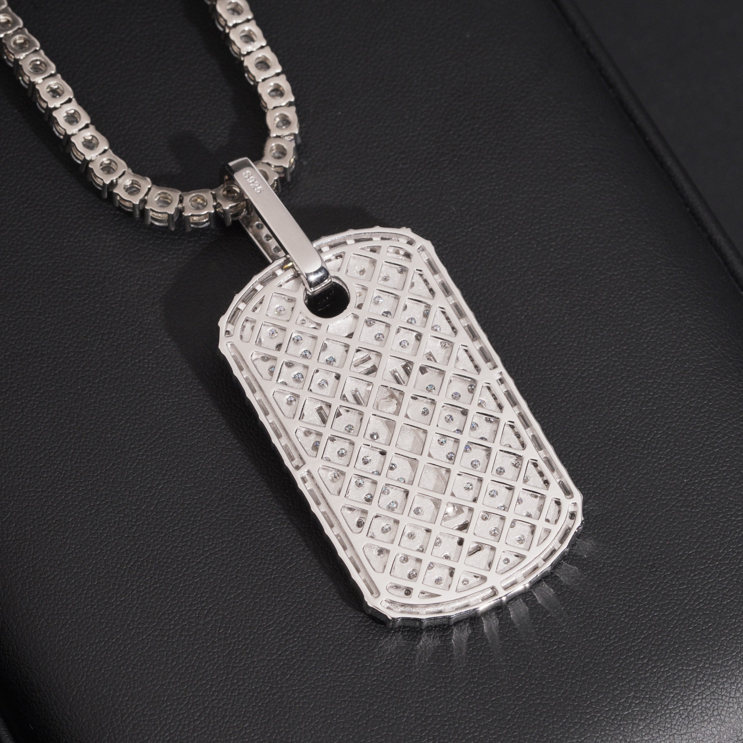 925 Silver Cross Jesus Dog Tag Pendant Moissanite Diamond Men Jewelry