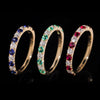 10K Yellow Gold Lab Diamond Mix Lab Gemstone Ring Band For Women