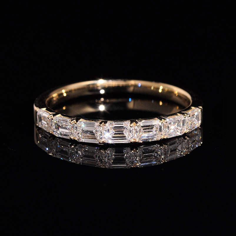 10K Yellow Gold Emerald Cut Lab Grown Diamond Eternity Ring Band
