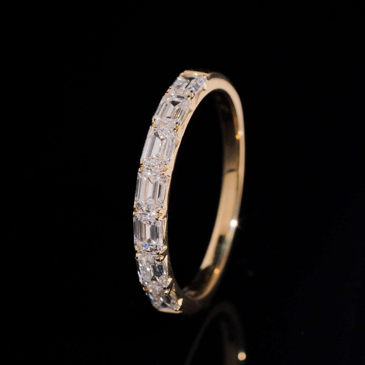 10K Yellow Gold Emerald Cut Lab Grown Diamond Eternity Ring Band