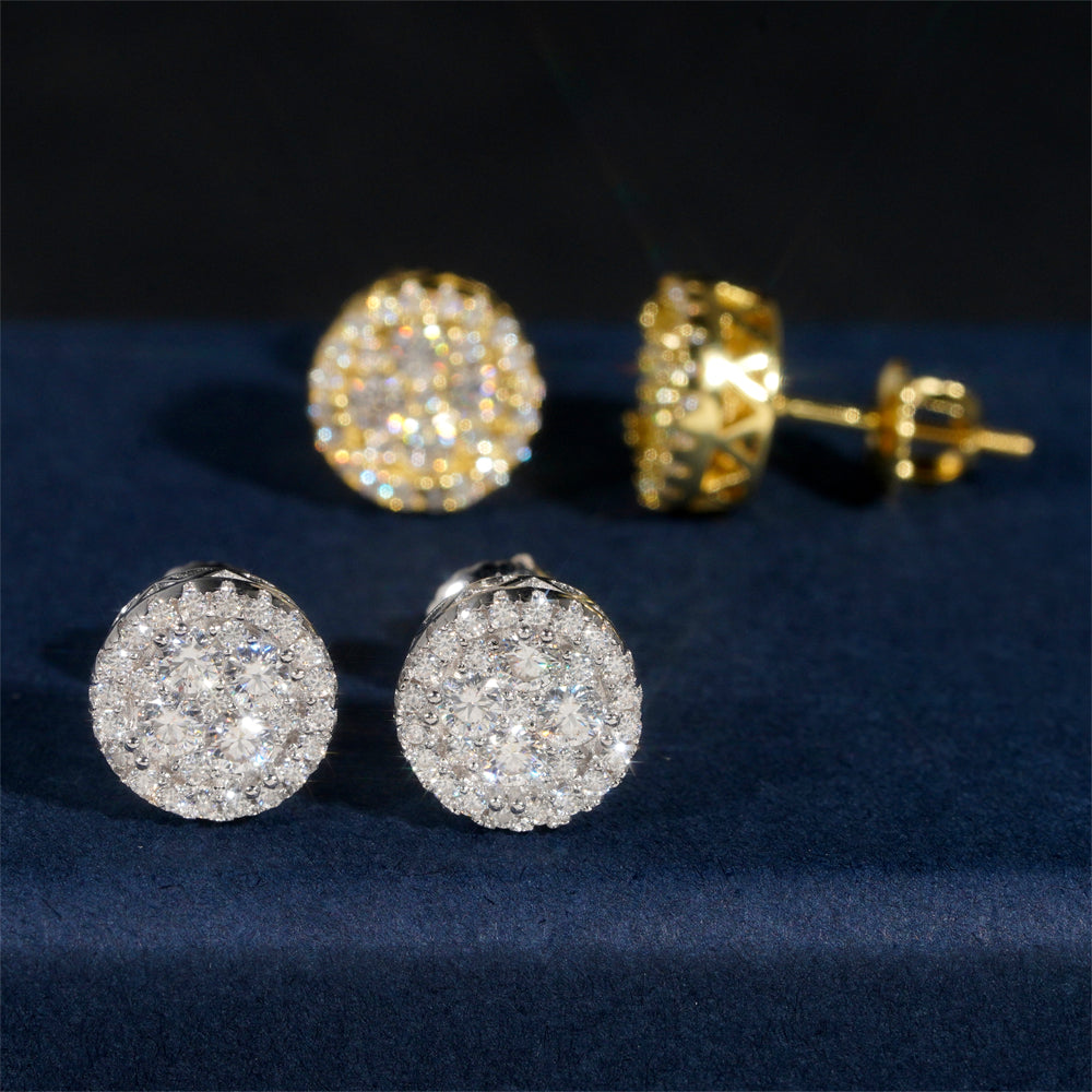 Hip Hop Style 925 Silver Moissanite Stud Earrings