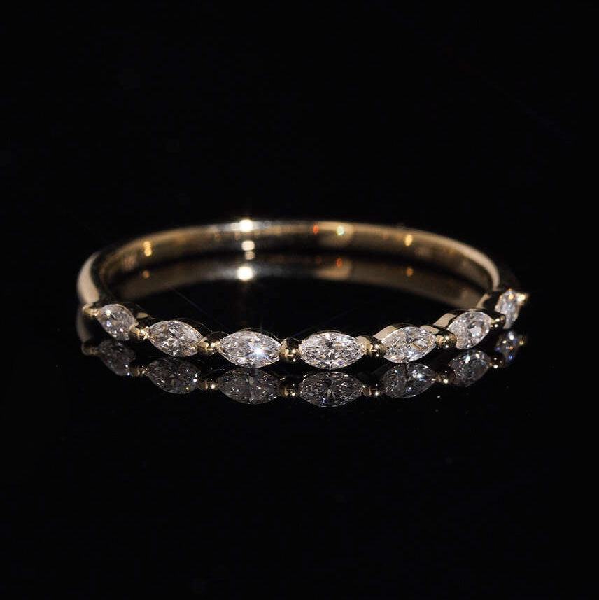 10K Yellow Gold Marquise Cut Lab Grown Diamond Eternity Ring Band