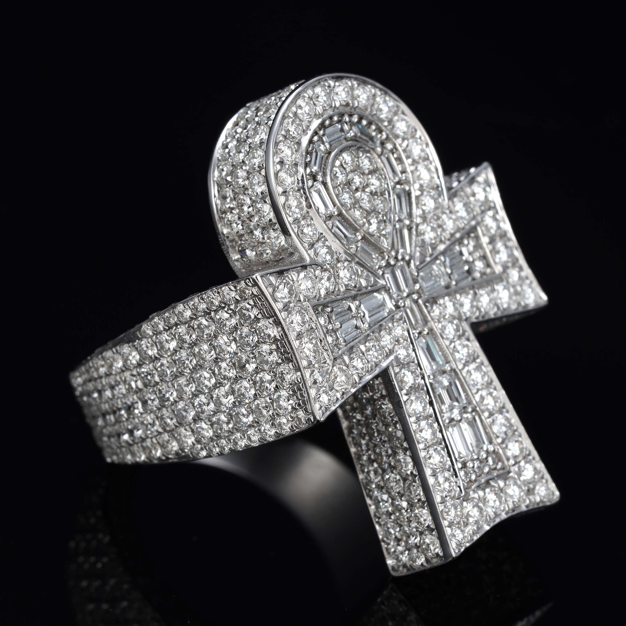 Solid Silver VVS1 Lab Grown Diamond Ankh Cross Men For Men