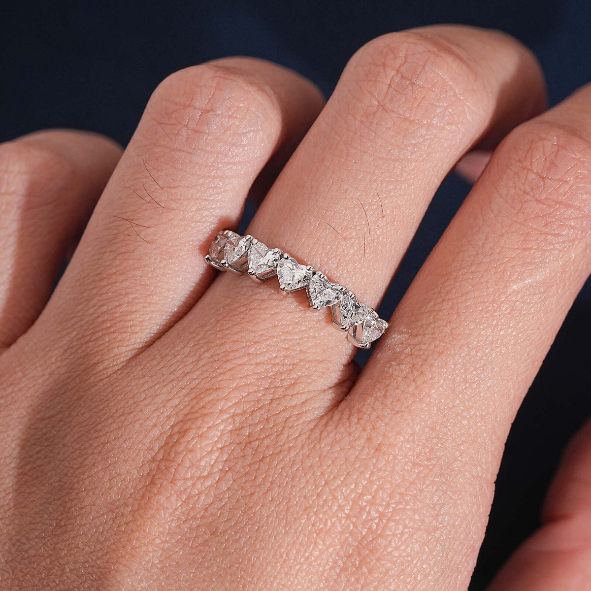 2.1CT Heart Cut Lab Grown Diamond Eternity Ring Band
