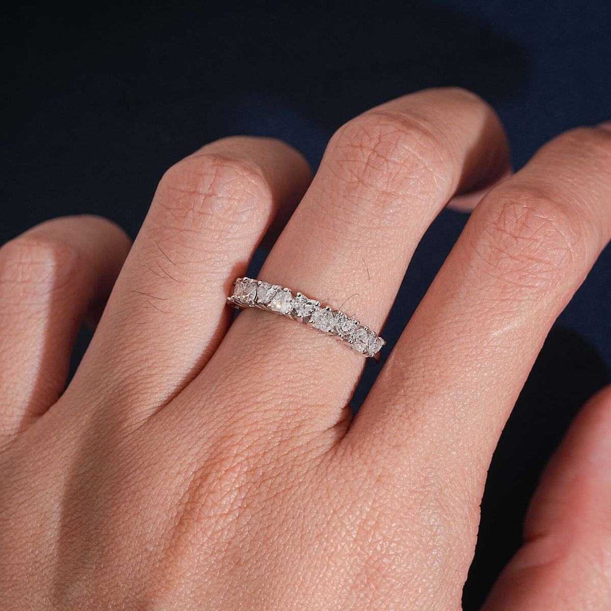 1CT Heart Cut Lab Grown Diamond Eternity Ring Band