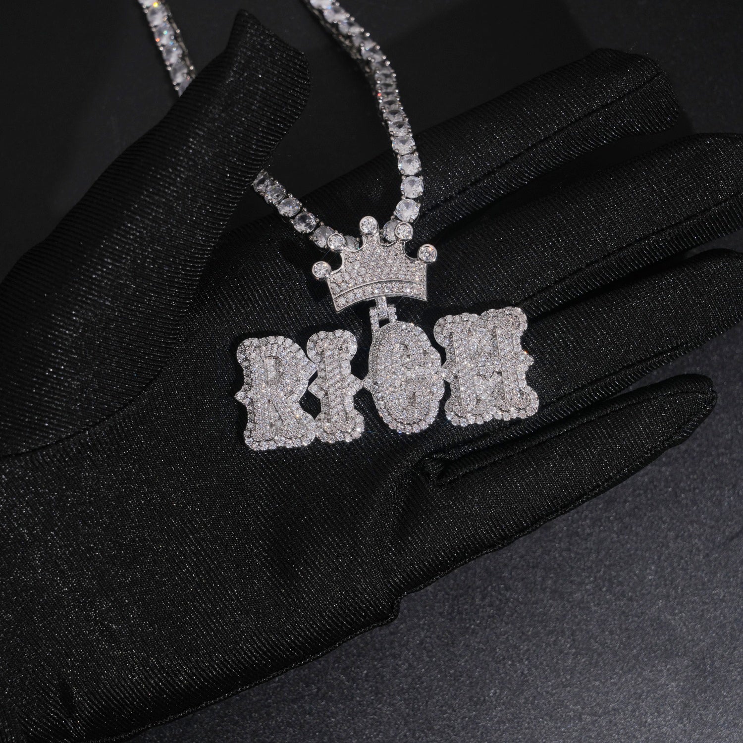 Custom Made Moissanite Iced Out Crown Bail Name Pendant