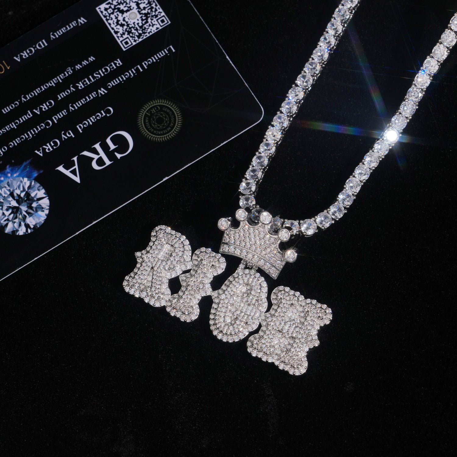 Custom Made Moissanite Iced Out Crown Bail Name Pendant