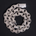 12MM Fully Iced 3D Baguette Cut Moissanite Diamond Hermes Box Link Chain Necklace
