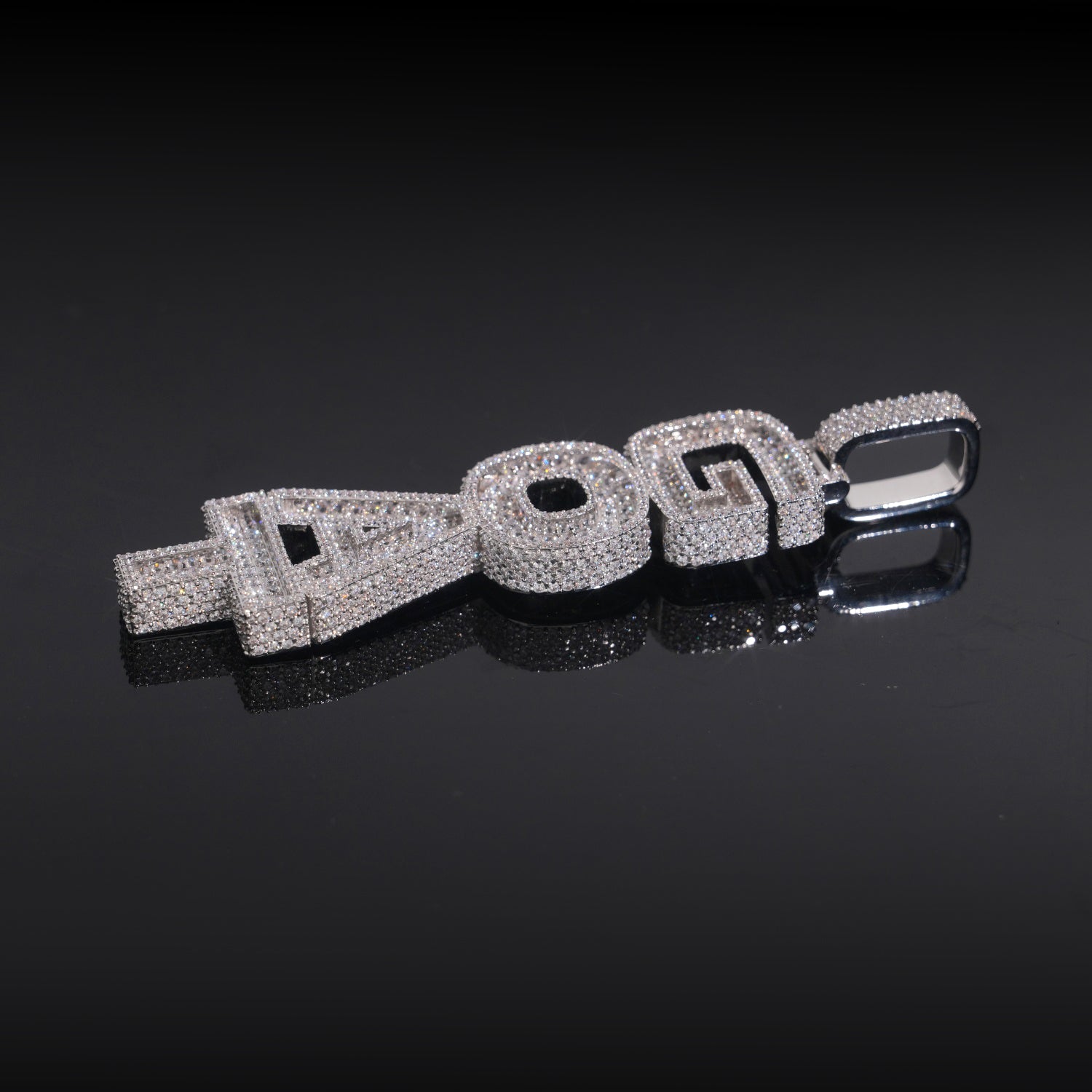 Vertical Letter Iced Out Moissanite Diamodn Goat Pendant