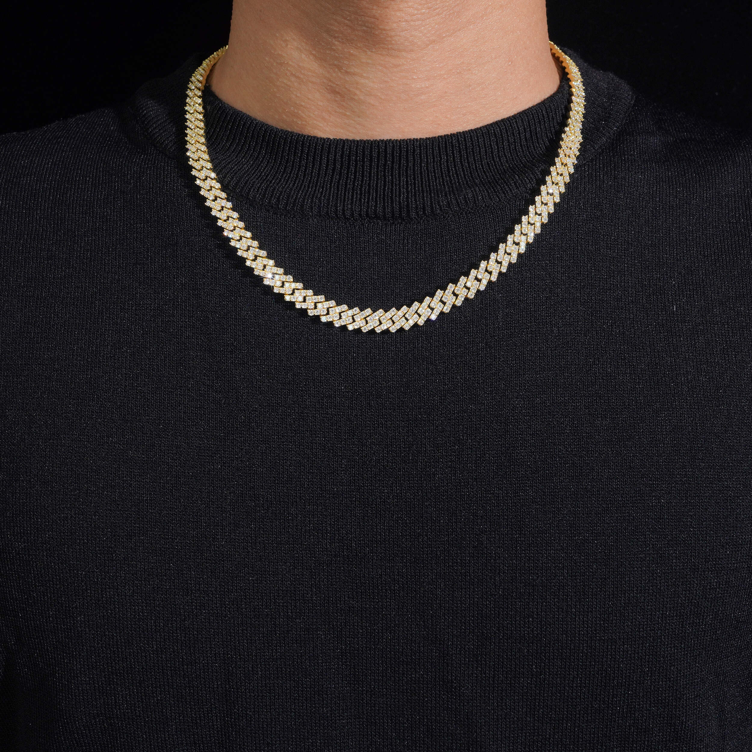 Iced Out 18K Yellow Gold Lab Grown Diamond Cuban Link Chain Necklace