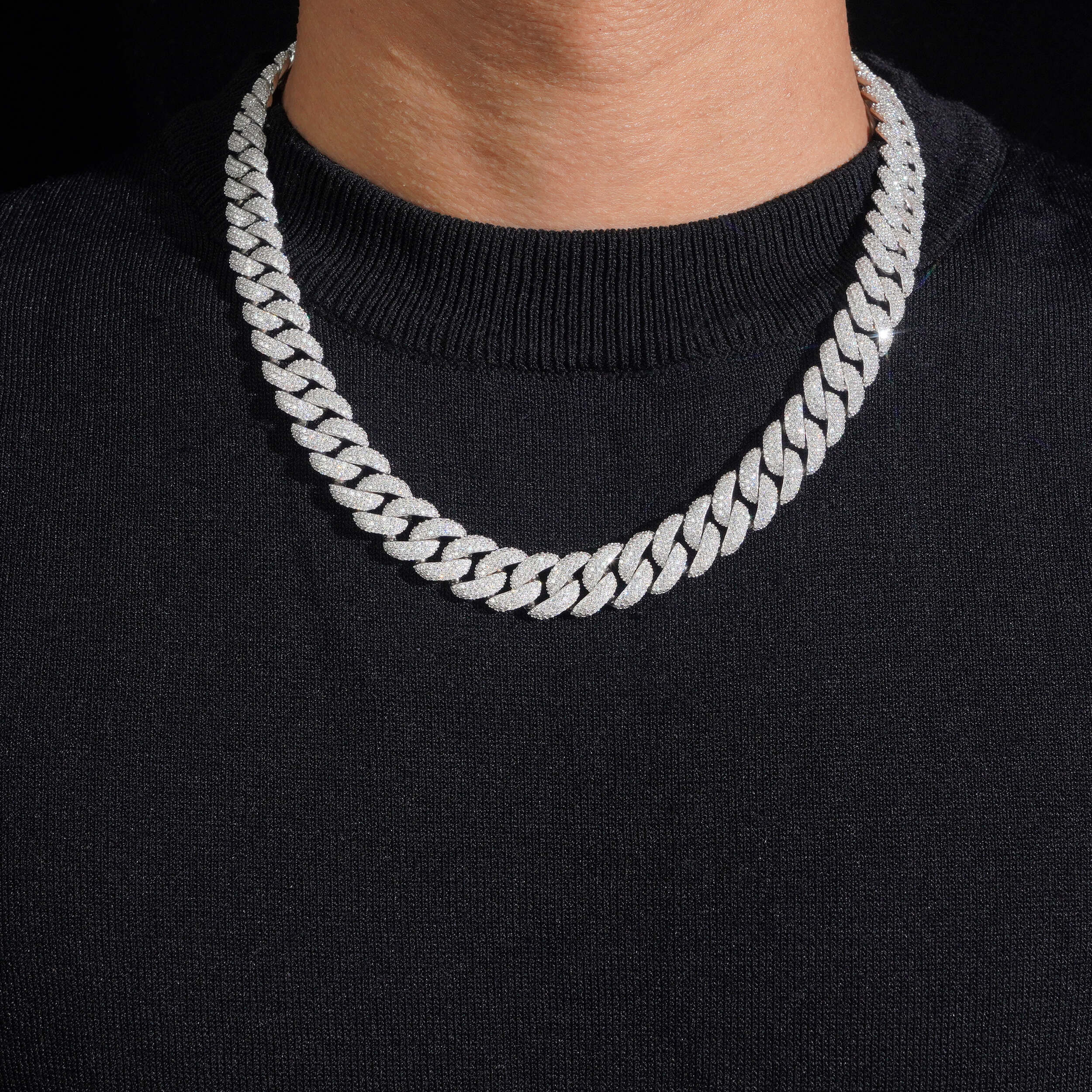 Silver 925 IGI Lab Diamond Cuban Link Chain 13MM