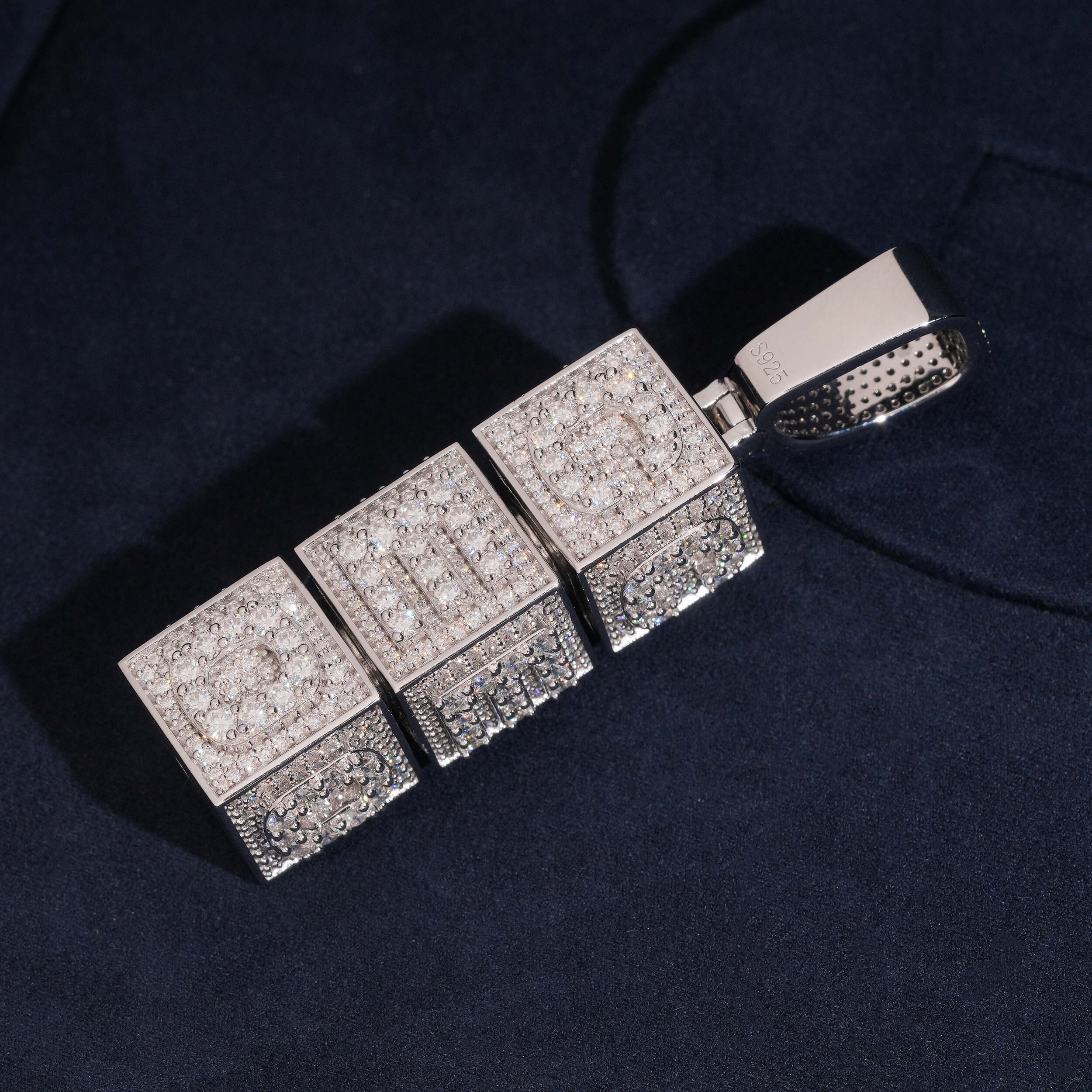 Moissanite Diamond Silver 925 Fully Iced 3D Custom Made Letter Name Pendant