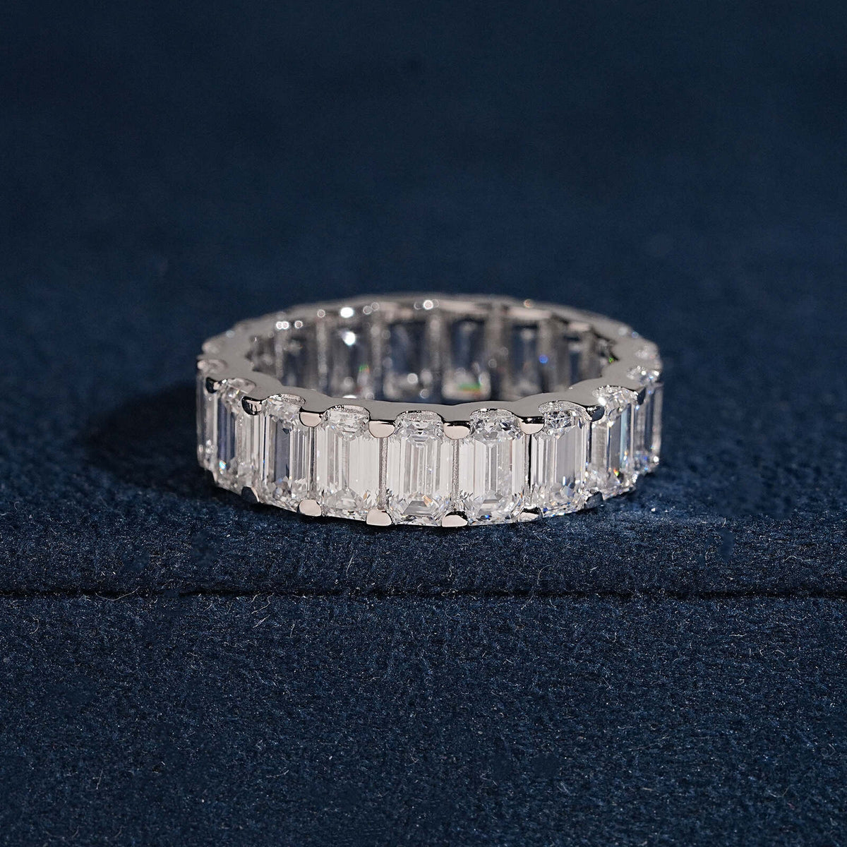 20 Pointer Emerald Cut VVS Lab Grown Diamond Eternity Ring