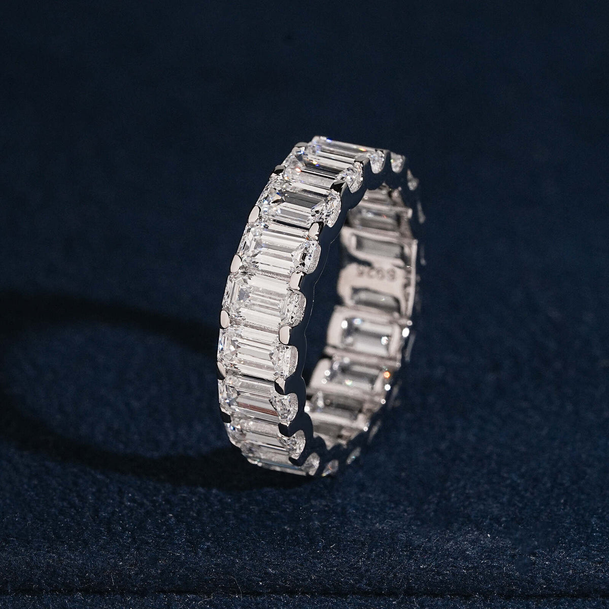 20 Pointer Emerald Cut VVS Lab Grown Diamond Eternity Ring
