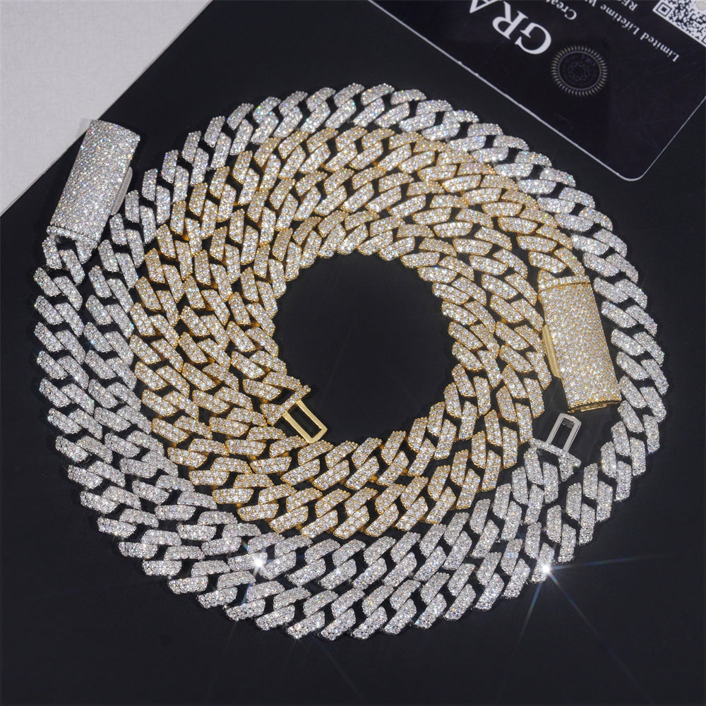 10mm Iced Out Moissanite Miami Cuban Link Chain 14K Gold