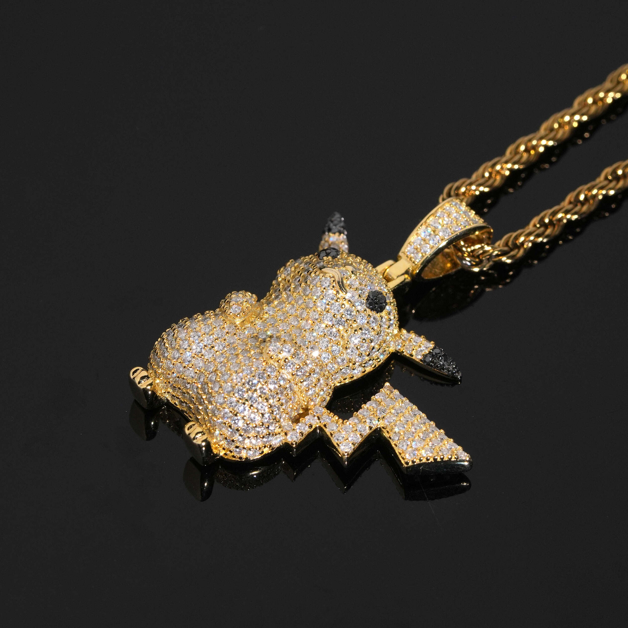 Yellow Gold VVS Moissanite Diamond Pikachu Pendant