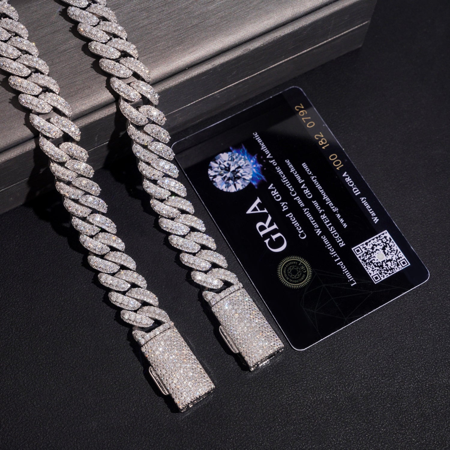 13MM Raised Stone Design Moissanite Cuban Link Bracelet