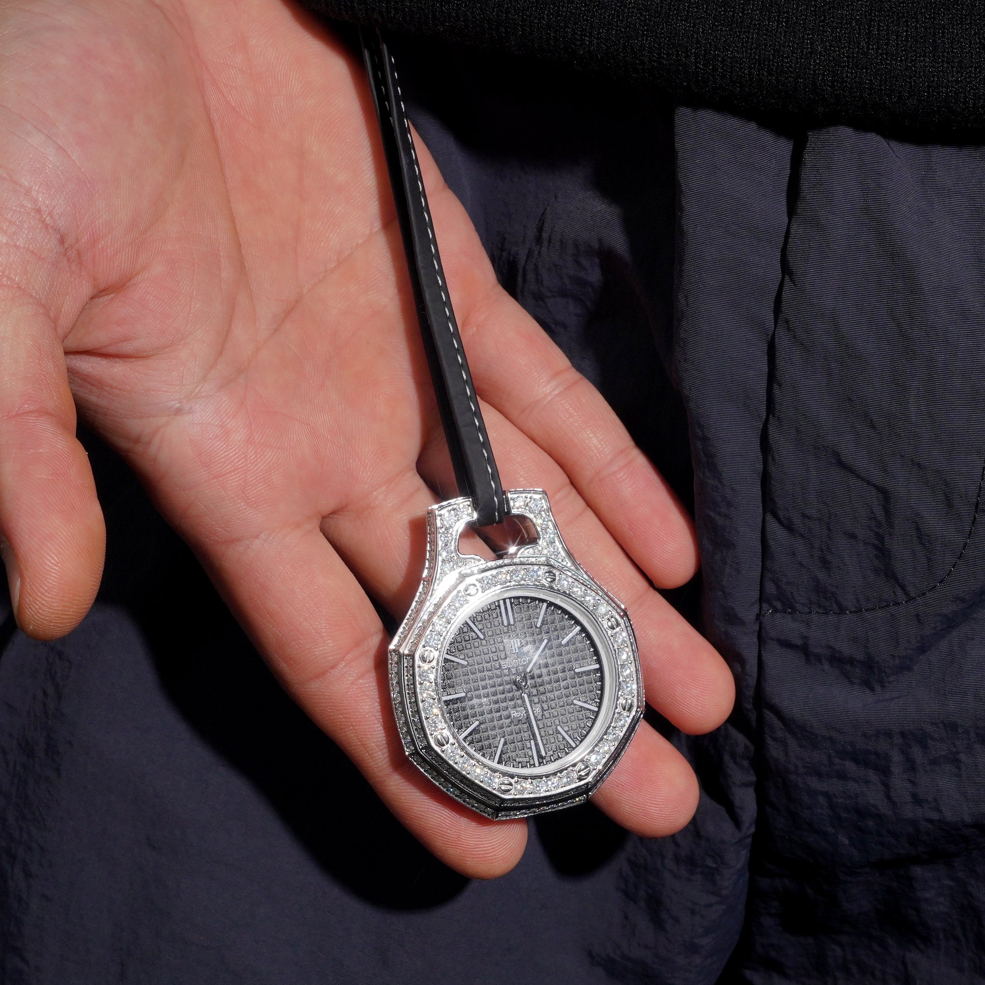 Iced Out Royal Pop Pocket Watch Case Moissanite Diamond