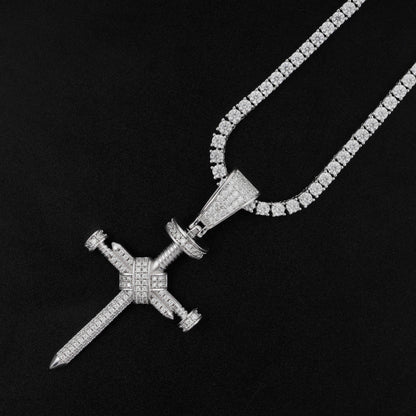 Твердое серебро, белое золото, проход, алмазный тестер, муассанитовый кулон для ногтей, крест для мужчин