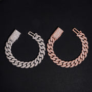 14MM Mosaic Setting Moissanite Diamond Cuban Link Bracelet