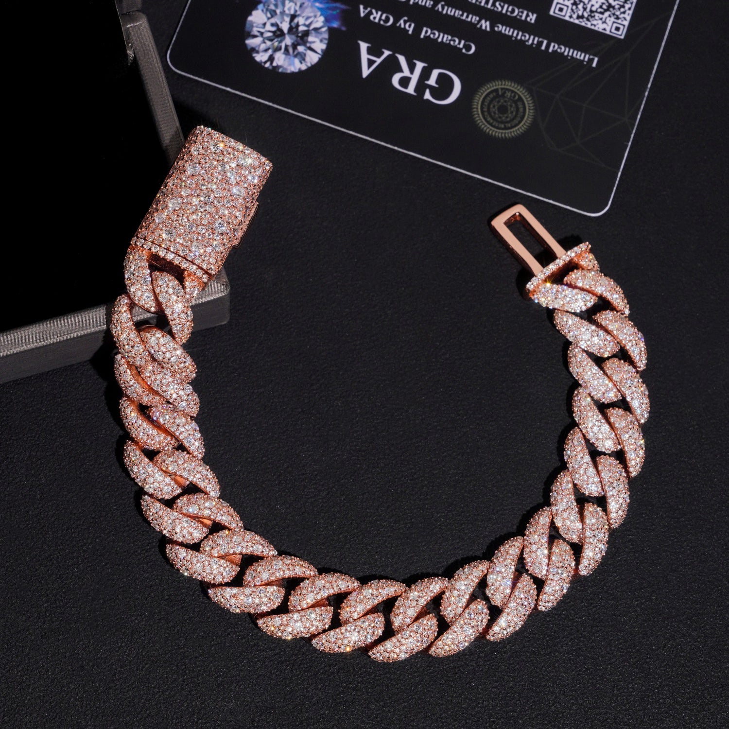 14MM Mosaic Setting Moissanite Diamond Cuban Link Bracelet