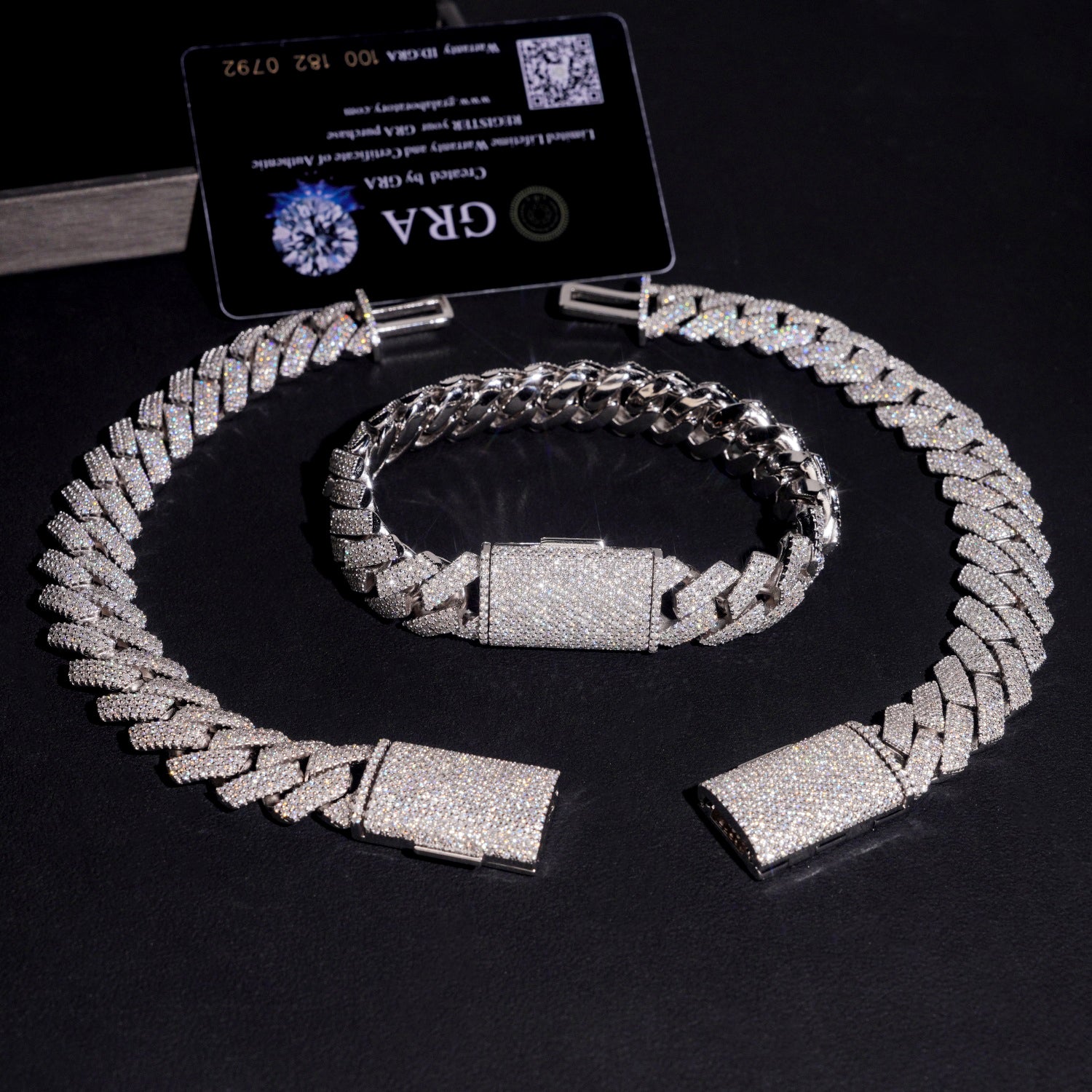 15MM Three Rows Prong Set Moissanite Diamond Cuban Link Bracelet