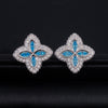 New Arrival 18MM Width Clover Moissanite Stud Earrings Screw Back 925 Silver