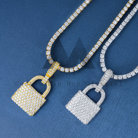Ювелирные изделия в стиле рэпер с муассанитом и бриллиантами Pass Diamond Tester Lock Подвеска из стерлингового серебра 925 пробы