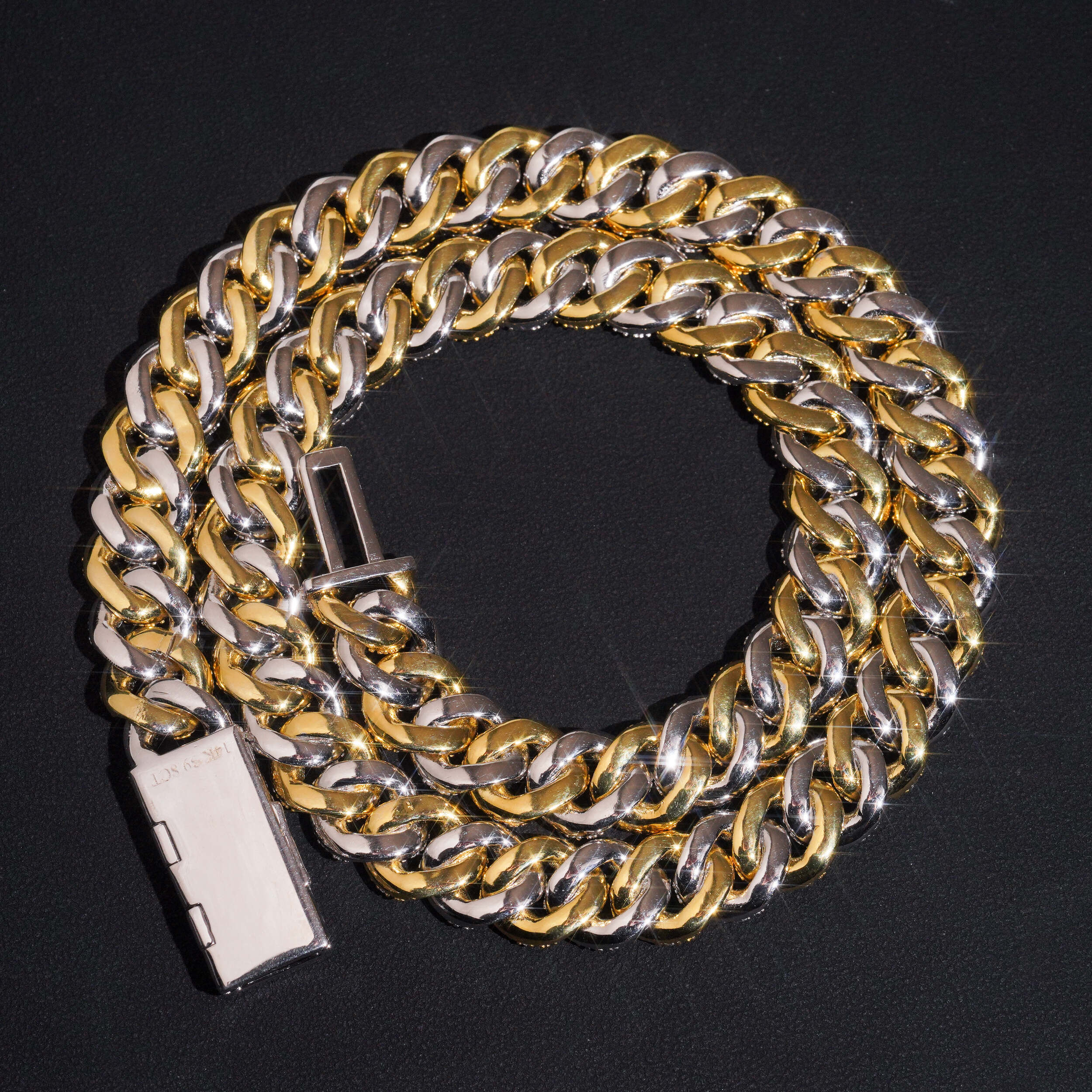 12MM Yellow Gold Two Tone Iced Out Moissanite Diamond Cuban Chain Necklace