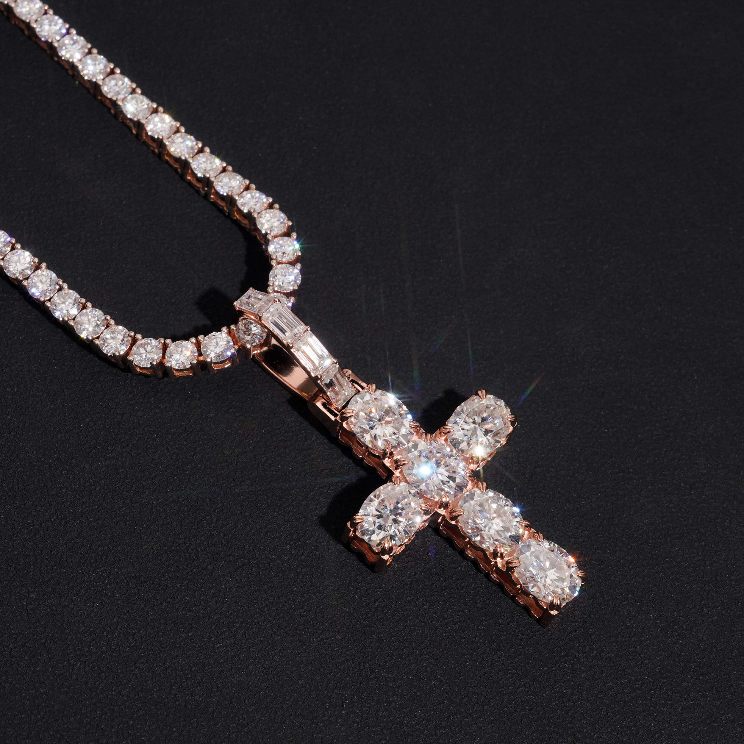 2Inch Big Oval Cut Moissanite Diamond Cross Pendant