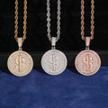 Circle Style VVS Baguette Cut Moissanite Diamond Dollar Sign Pendant