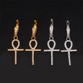 Stylish Men 925 Silver Cross Hoop Earrings Iced Out Moissanite Diamond