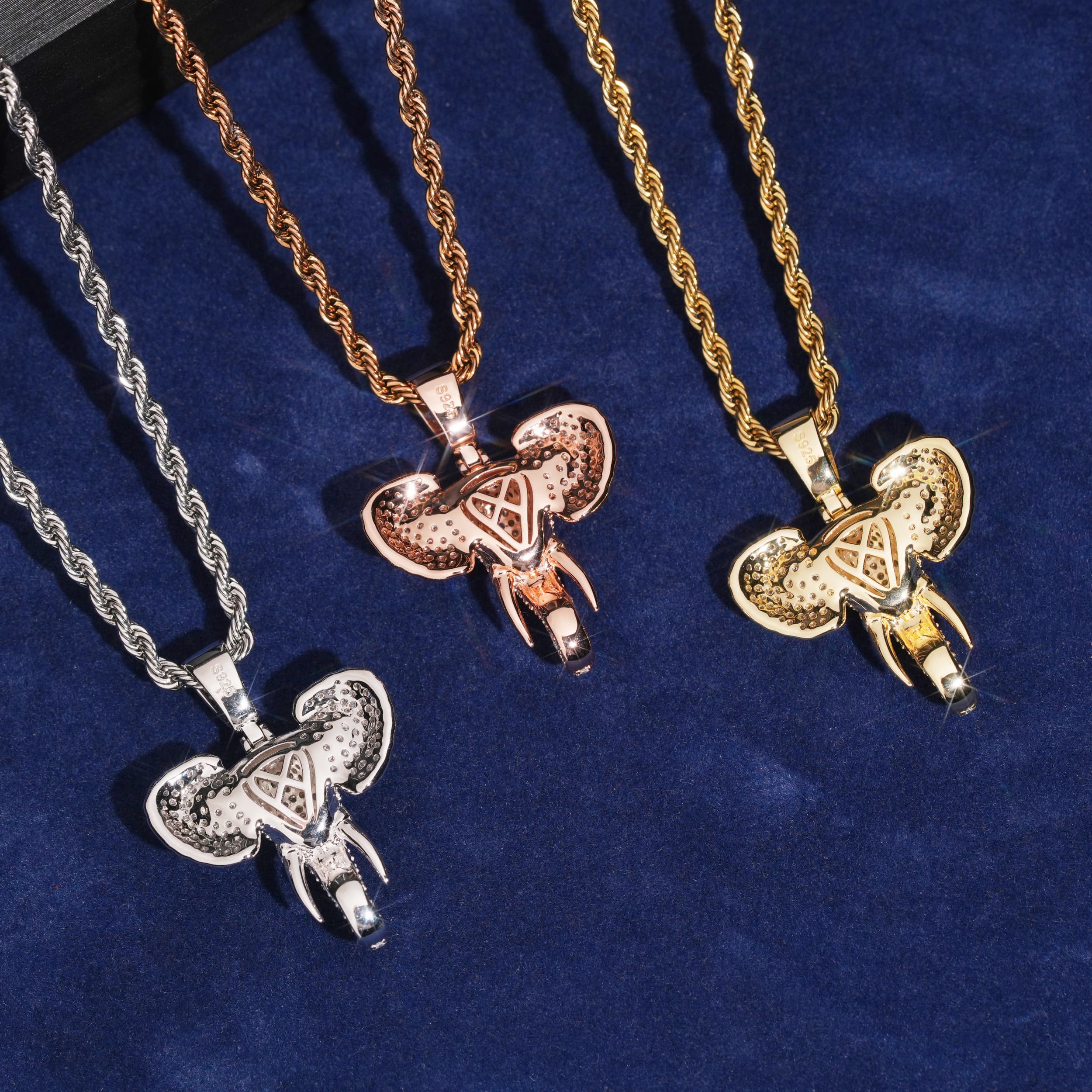 Iced Out Moissanite Diamond Elephant Charm Pendant