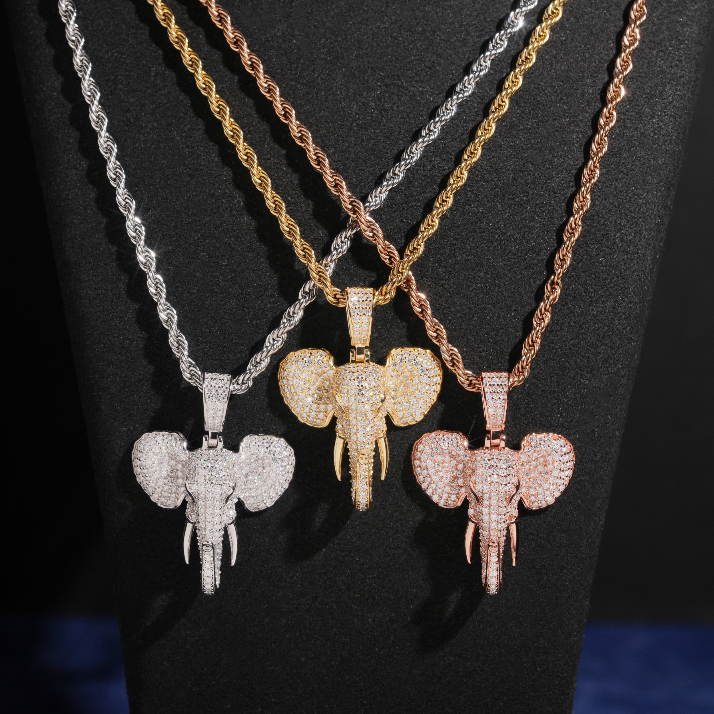 Iced Out Moissanite Diamond Elephant Charm Pendant